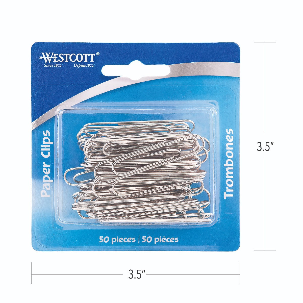 Westcott® 2" (51mm) Smooth Paper Clips, 50/card