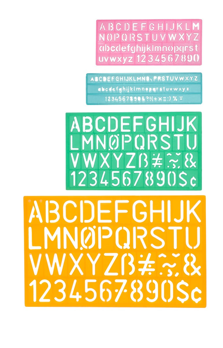 Westcott® 4 Piece Lettering Guide, Uppercase, Letters and Numbers