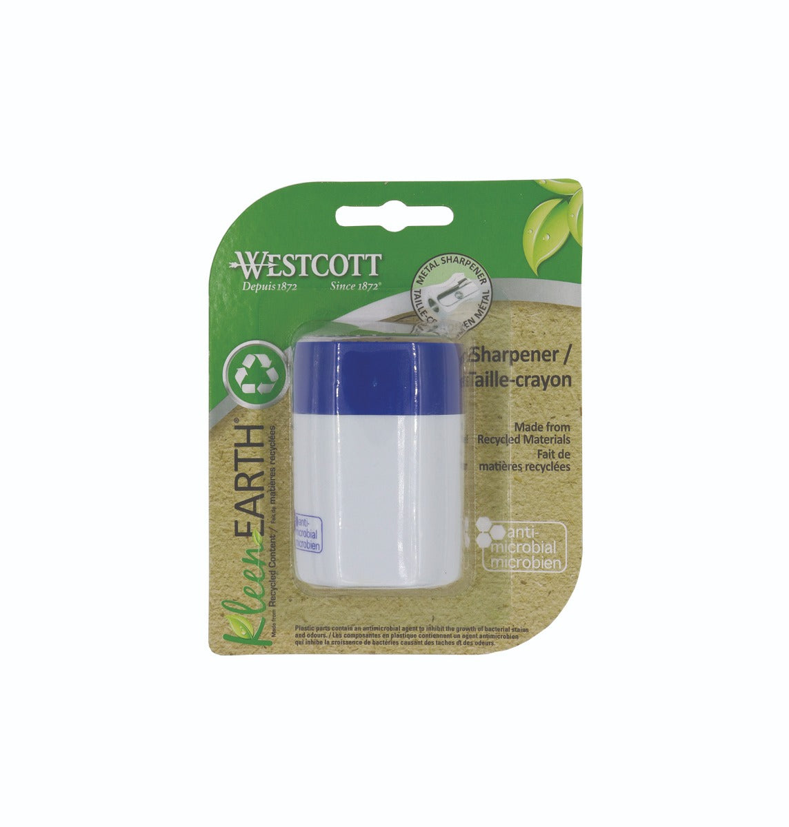 Westcott® KleenEarth® Antimicrobial Student Single-Hole Pencil Sharpener (02434)