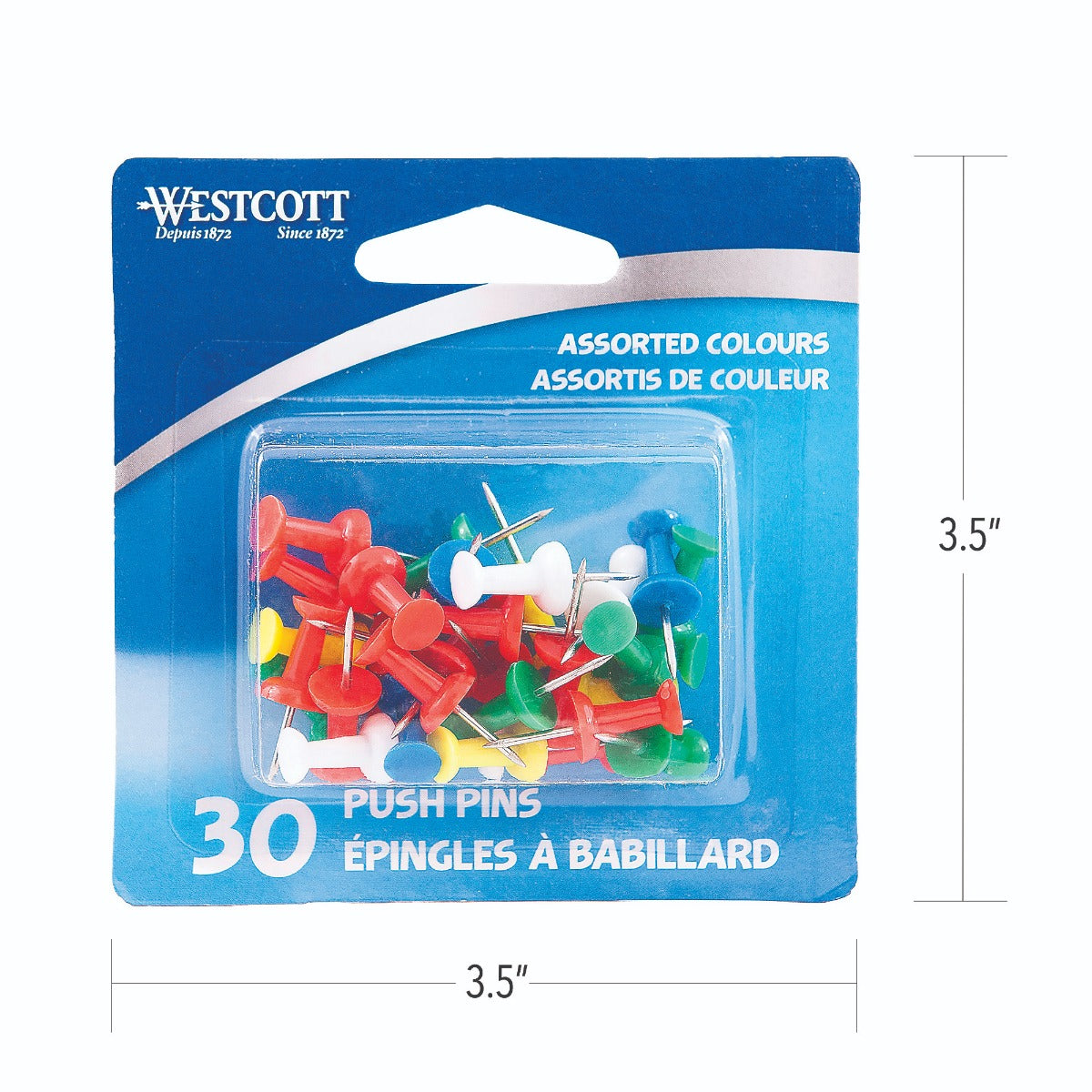 Westcott® Push Pins - Assorted Colours (11087)