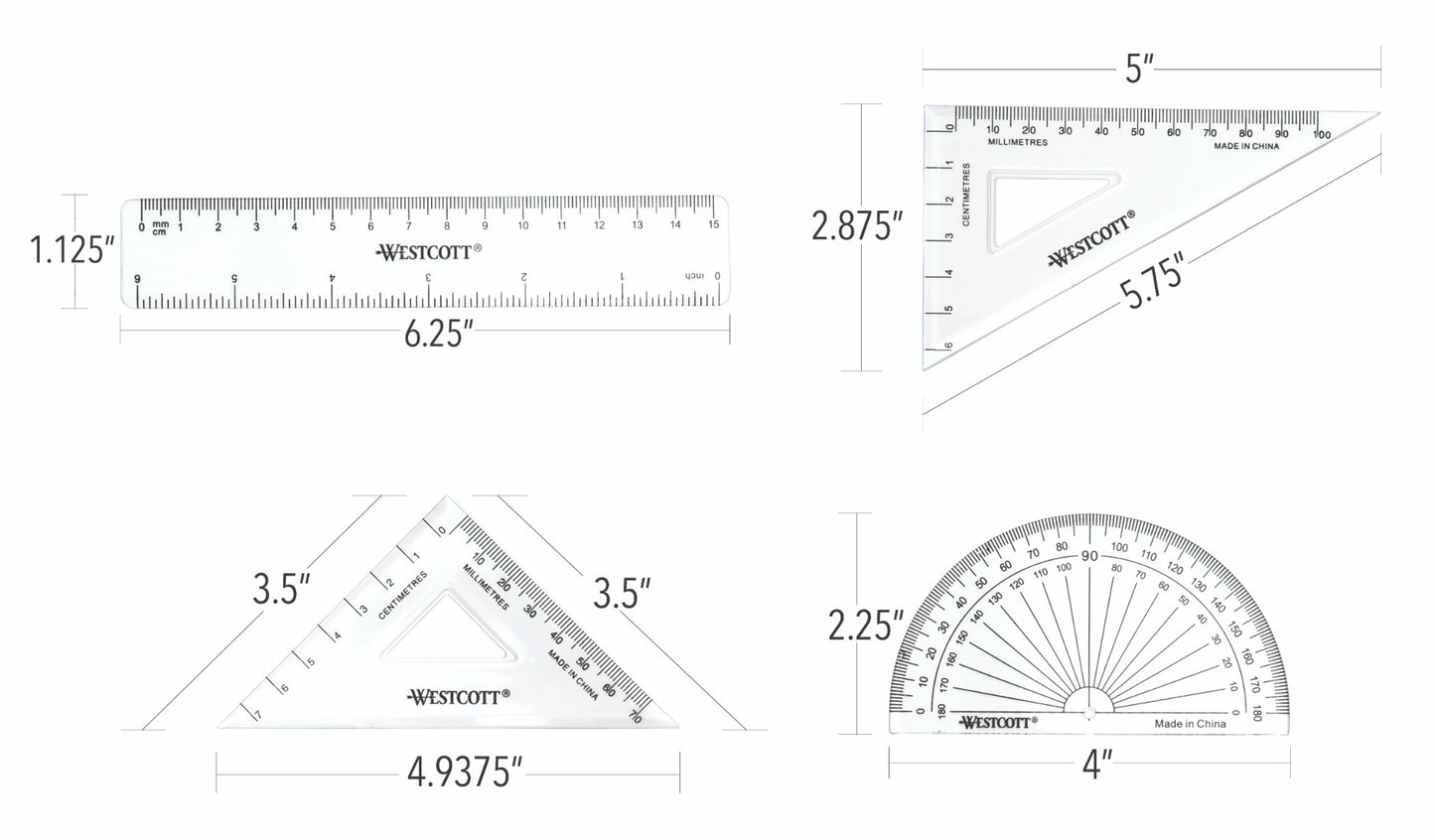 Westcott® 4 Piece Geometry Set