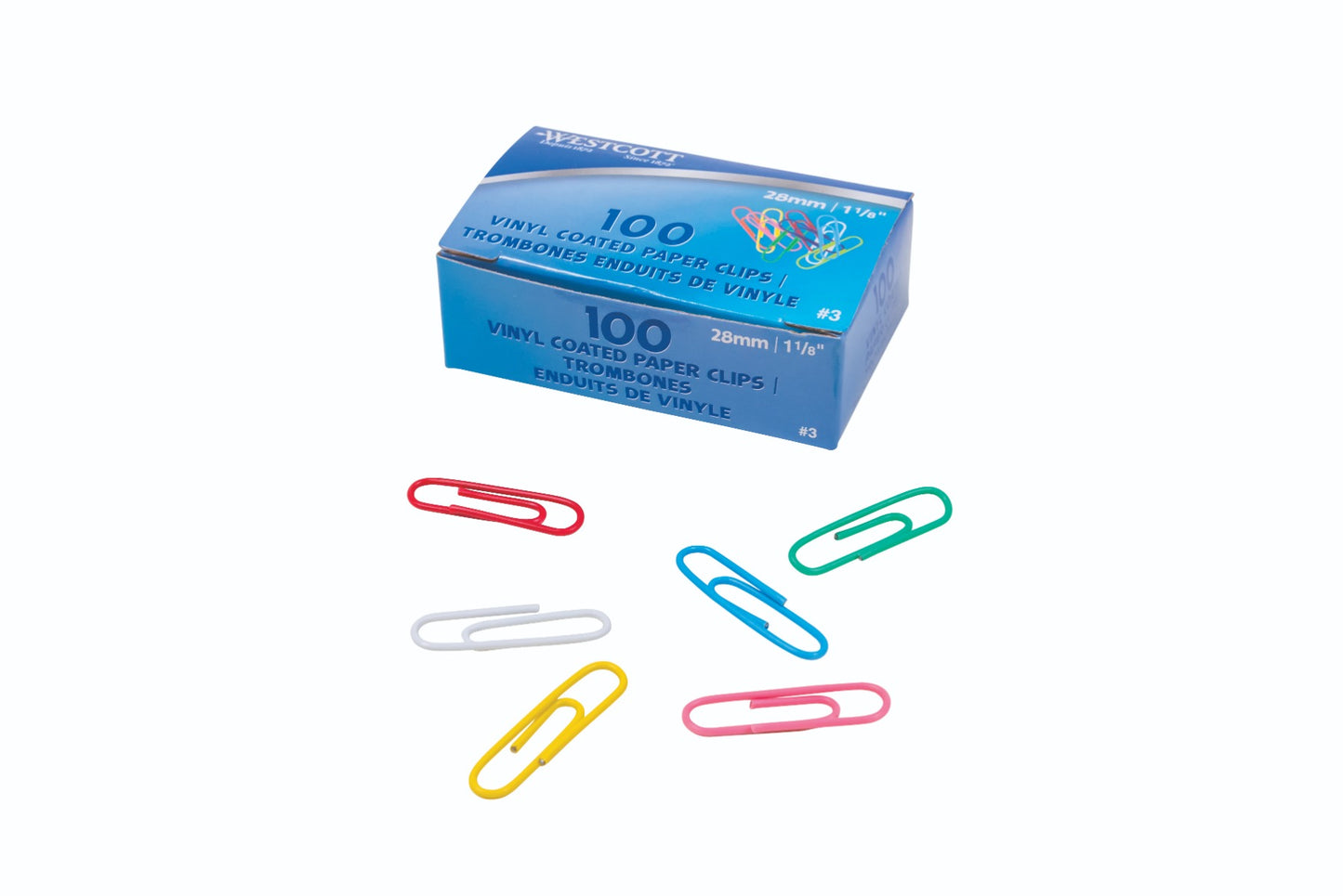 Westcott® 1-1/8" (28mm) Vinyl Coated Paper Clips, 100/box