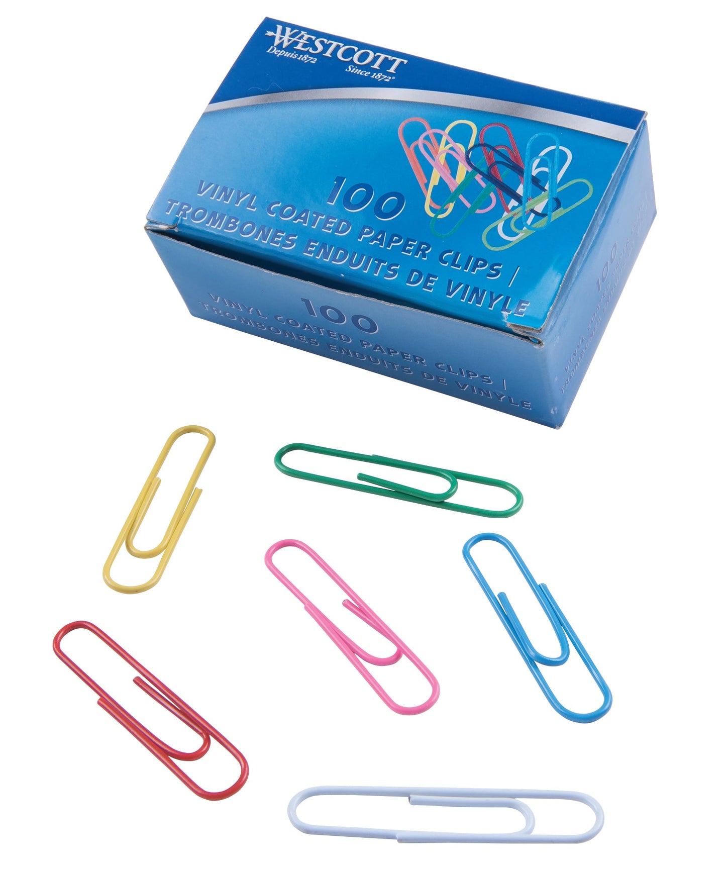 Westcott® 2" (51mm) Vinyl Coated Paper Clips, 100/box