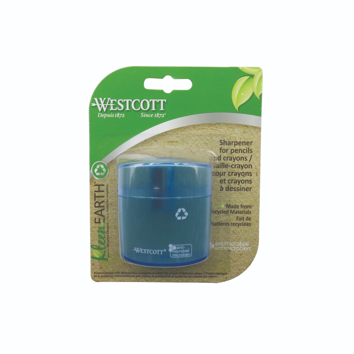 Westcott® KleenEarth® Antimicrobial Student Single-Hole Pencil Sharpener (11247)