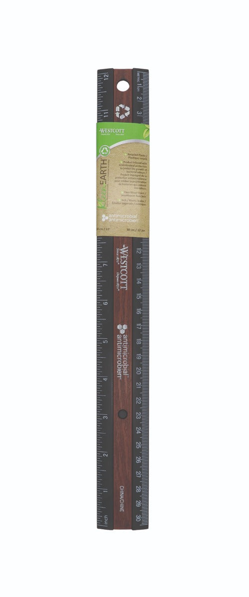 Westcott® KleenEarth® 30cm/12" Antimicrobial Wood Inlay Ruler