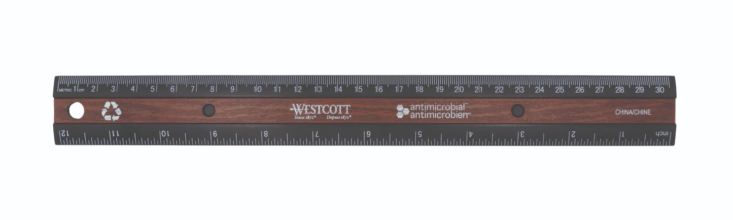 Westcott® KleenEarth® 30cm/12" Antimicrobial Wood Inlay Ruler