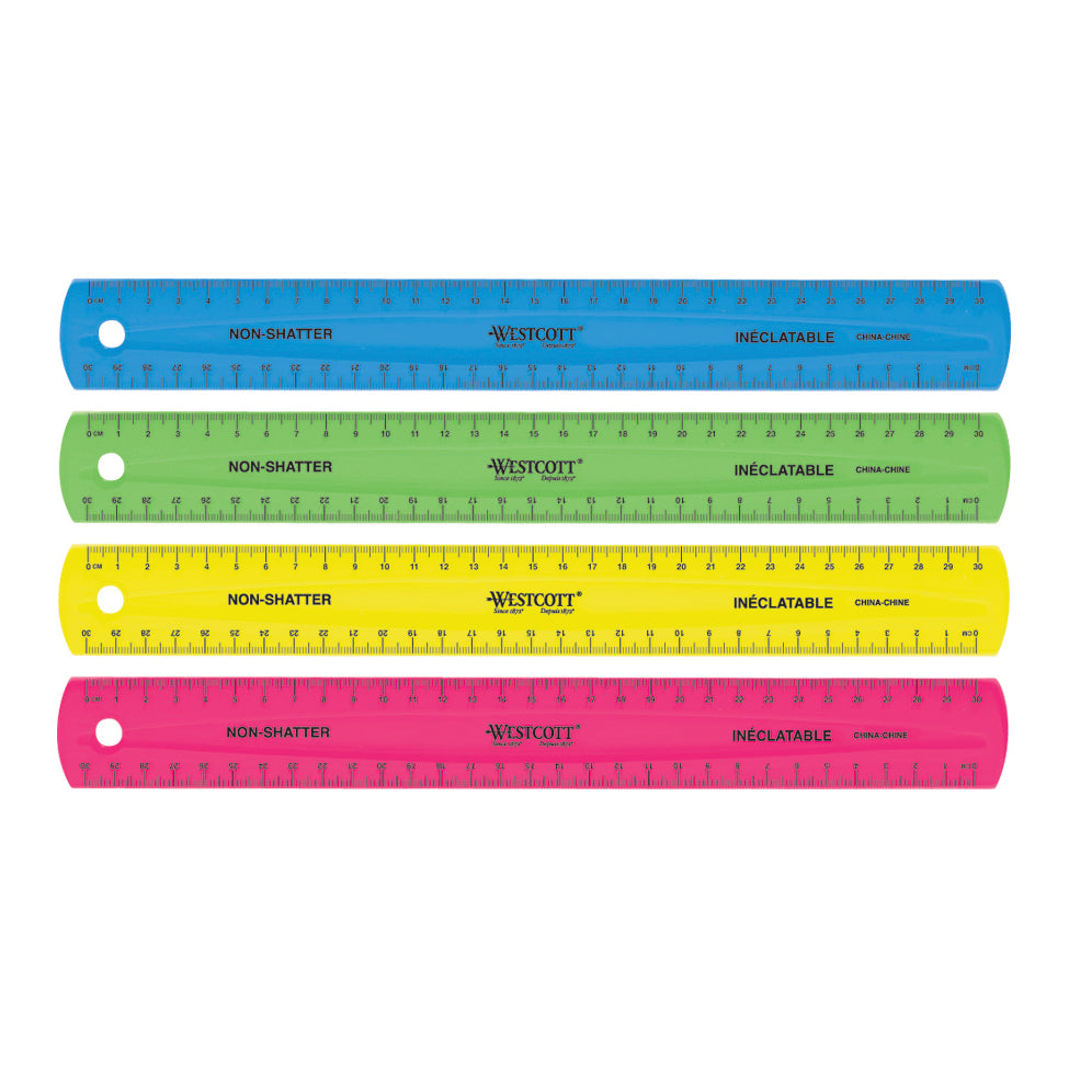 Westcott® 30cm Coloured Non-Shatter Ruler
