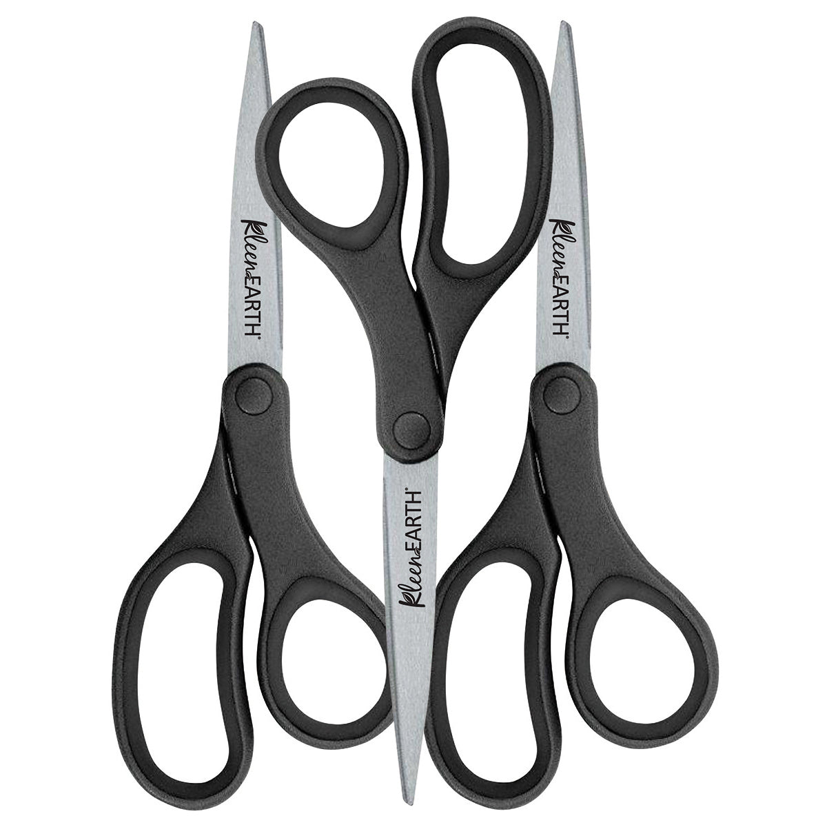 Westcott® KleenEarth® 8" Straight Black Hard Handle Scissors, 3/pack
