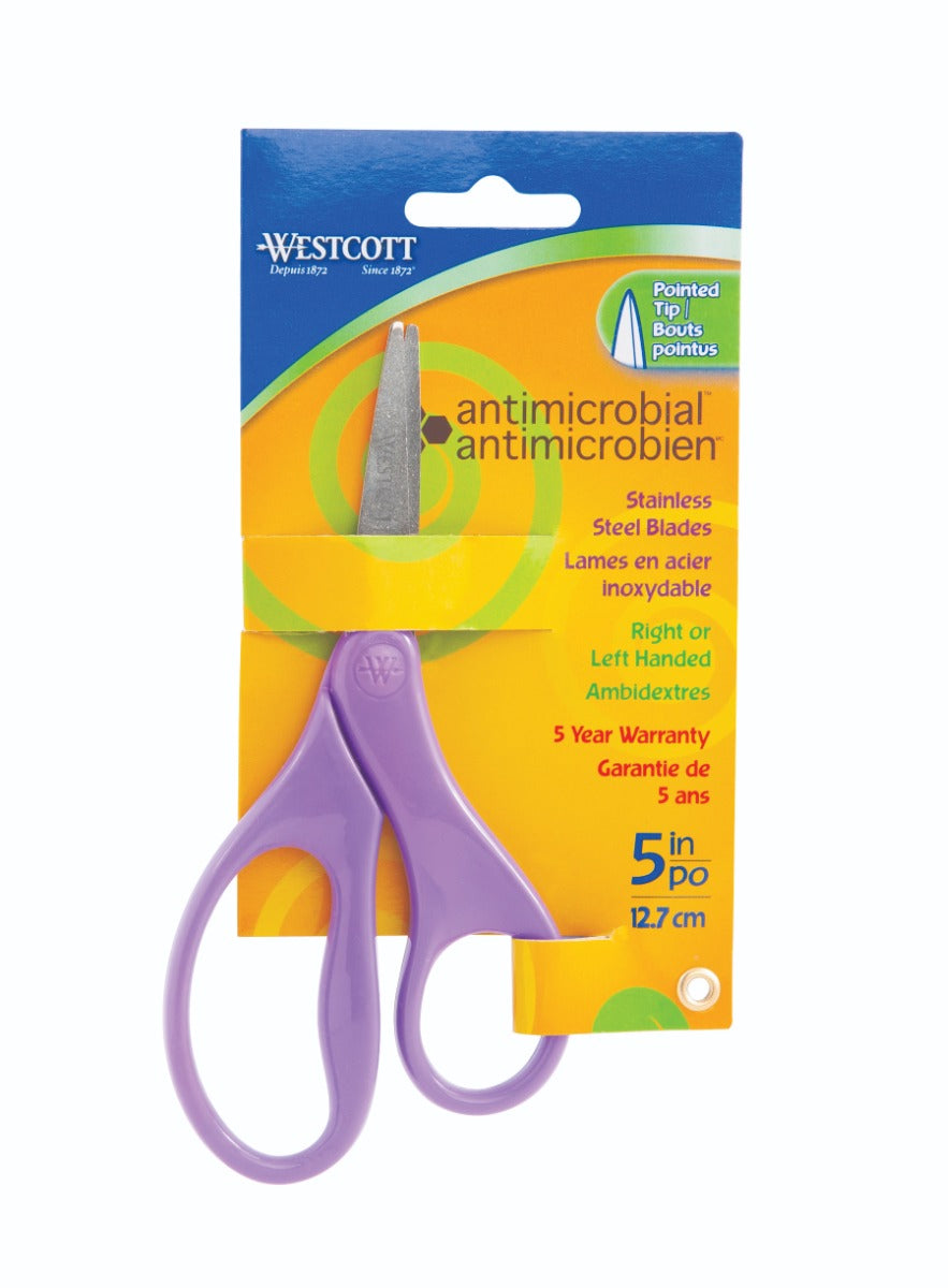 Westcott® 5" Antimicrobial Pointed Hard Handle Kids Scissors