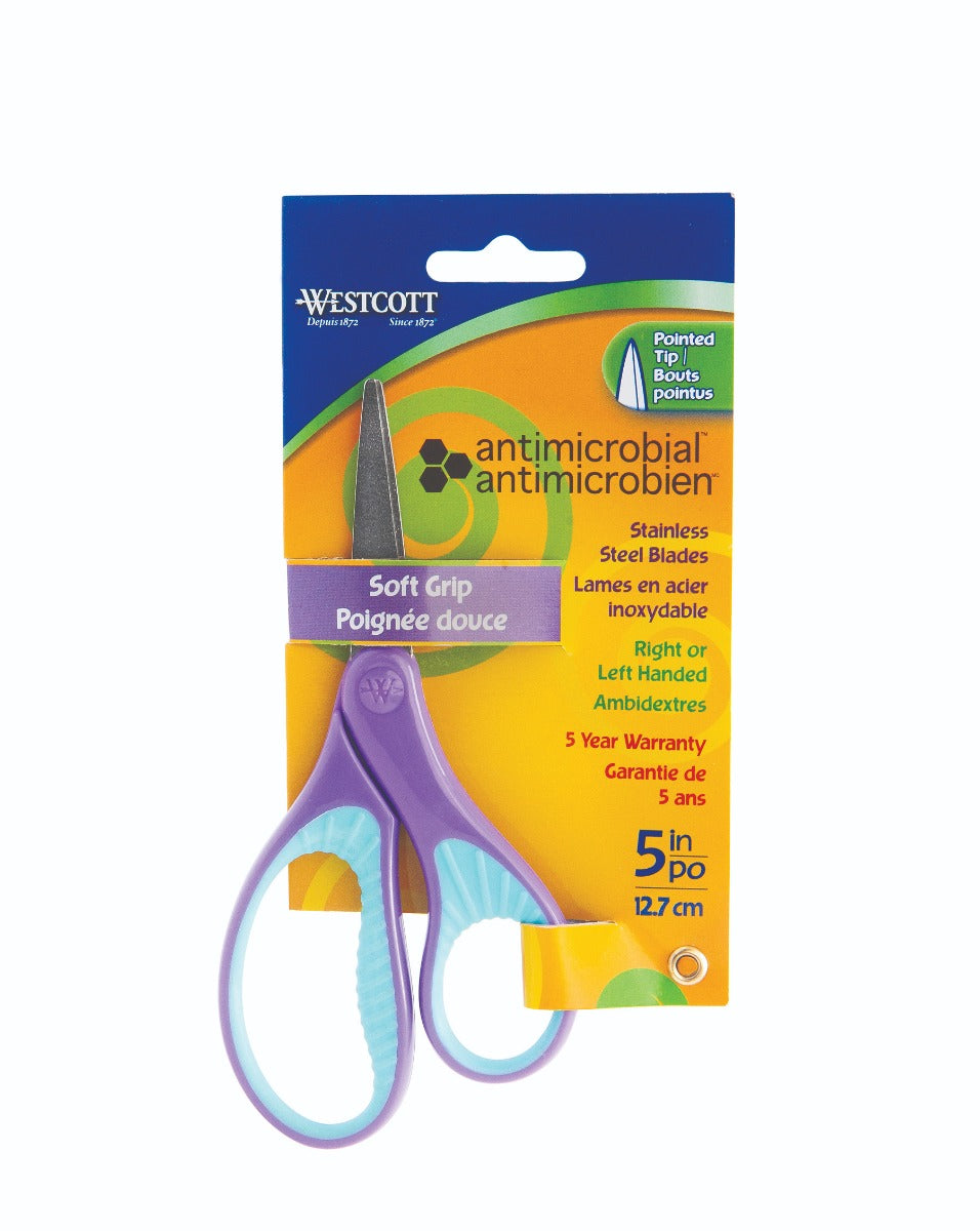 Westcott® 5" Antimicrobial Pointed Soft Handle Kids Scissors