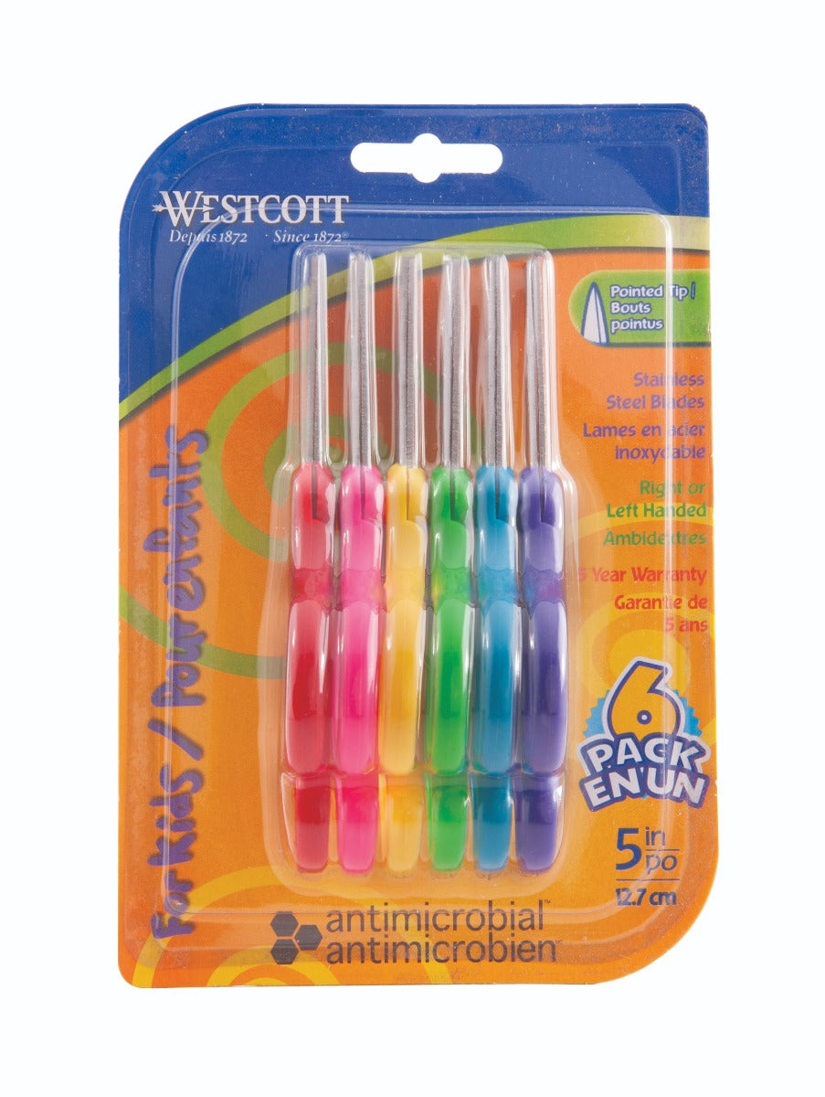 Westcott® 5" Antimicrobial Pointed Kids Scissors 6 Pack