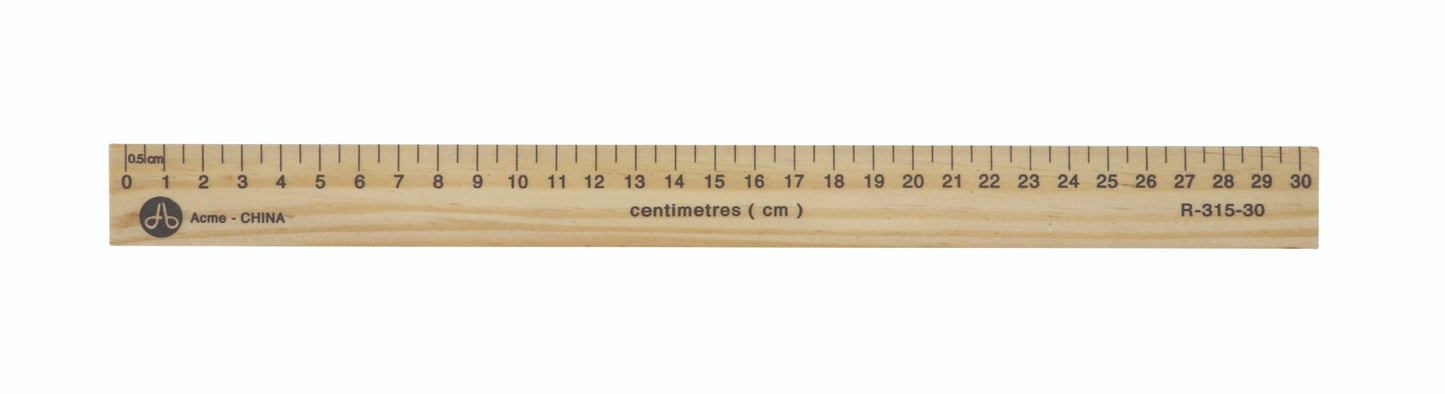 Westcott® 30cm Wooden Office Ruler with Recessed Edge