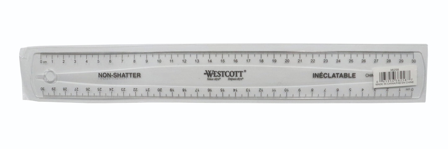 Westcott® 30cm Clear Non-Shatter Ruler
