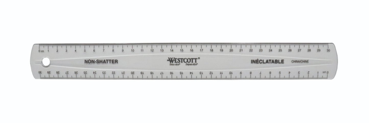 Westcott® 30cm Clear Non-Shatter Ruler