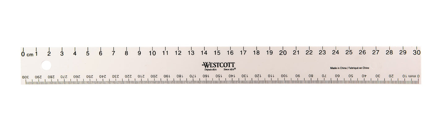 Westcott® 30cm White Plastic Ruler (41130)
