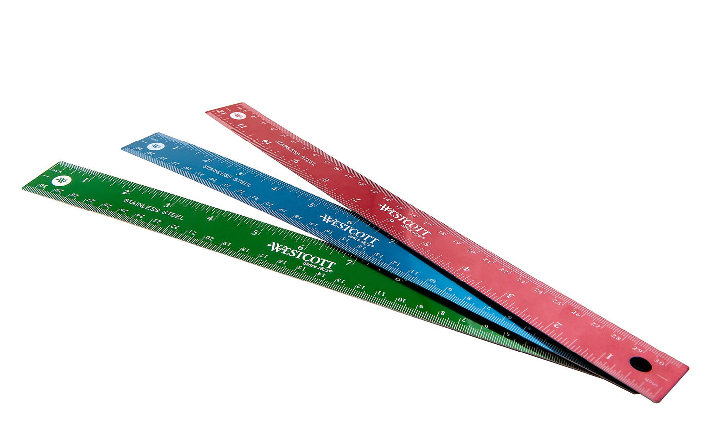 Westcott® 30cm/12" Stainless Steel Ruler, Assorted Colours