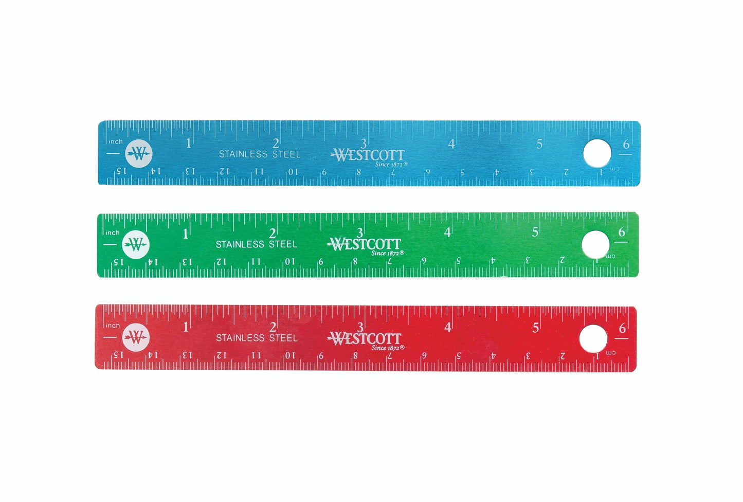 Westcott® 15cm/6" Stainless Steel Ruler, Assorted Colours