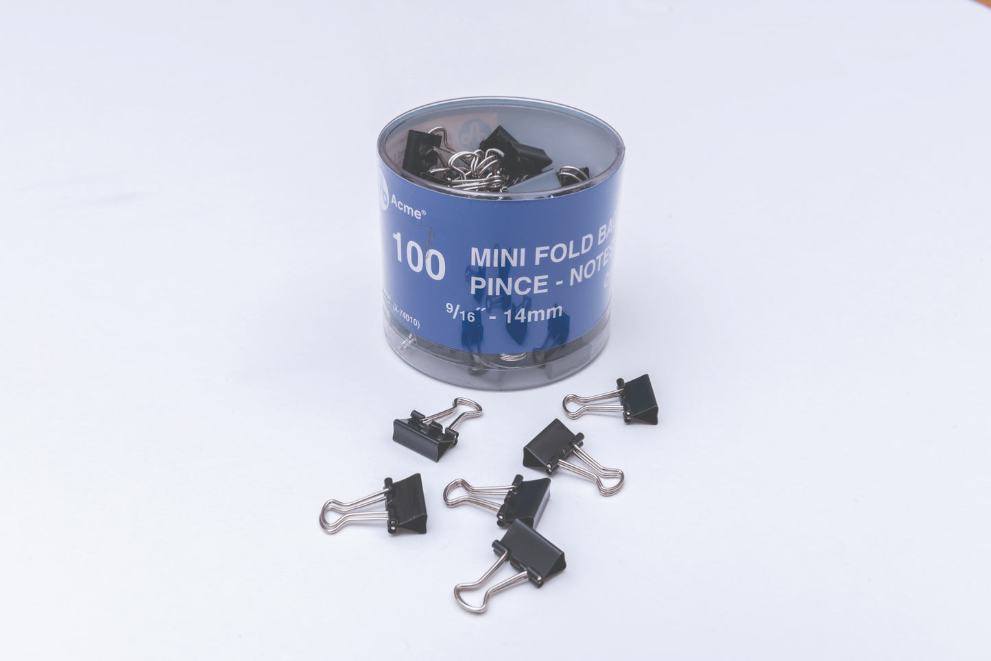 Westcott® 9/16" (14 mm) Black Fold Back Clips, 100/tub