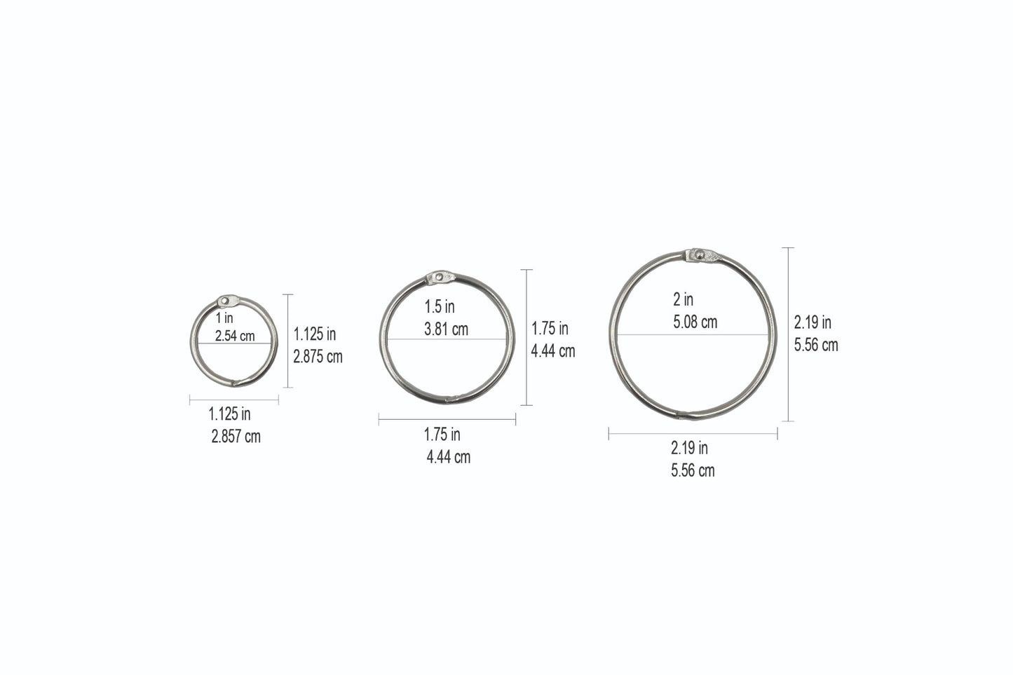 Westcott® Loose Leaf Rings Assorted Sizes, 15/pack