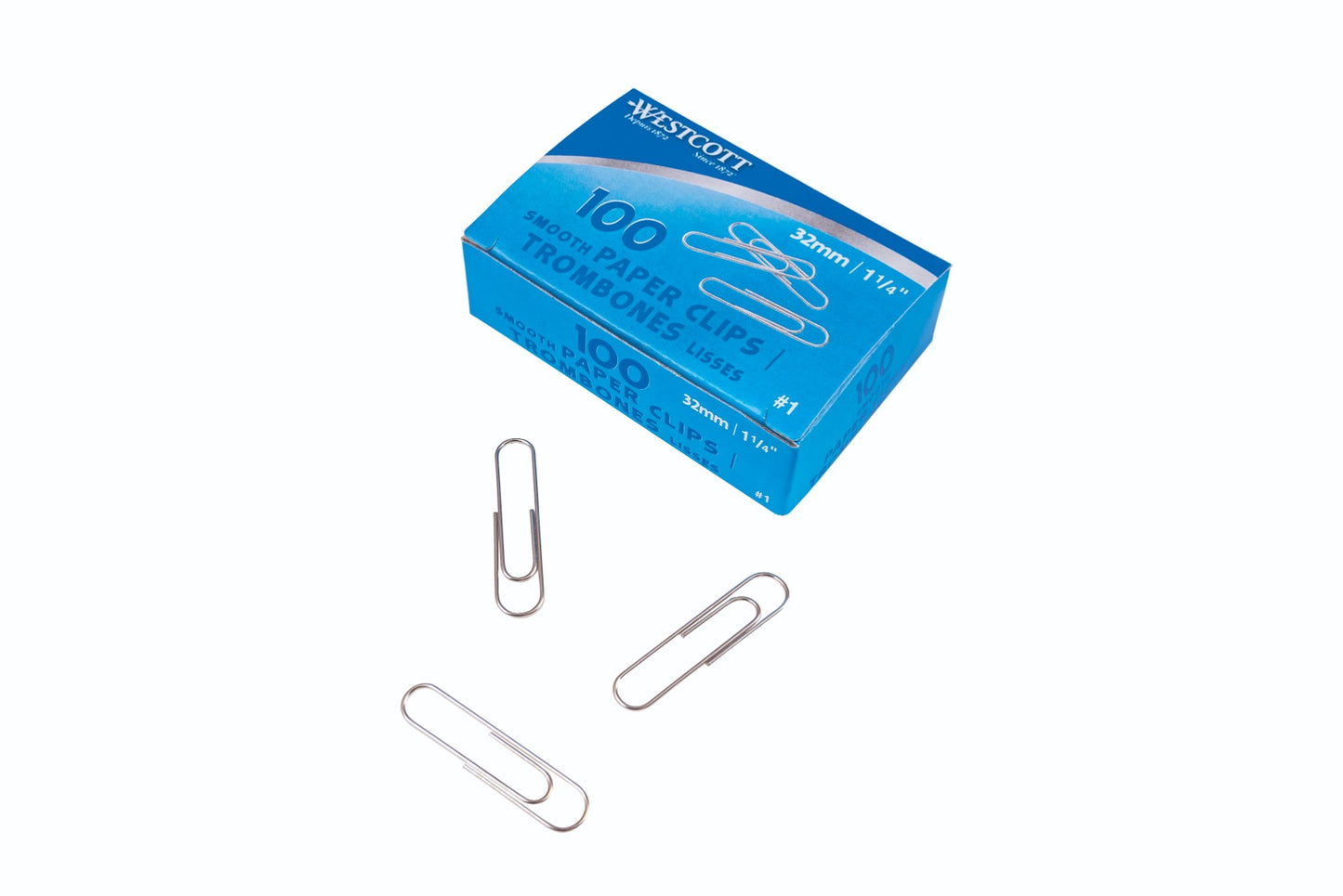 Westcott® 1-1/4" (33mm) Corrugated Paper Clips, 100/box