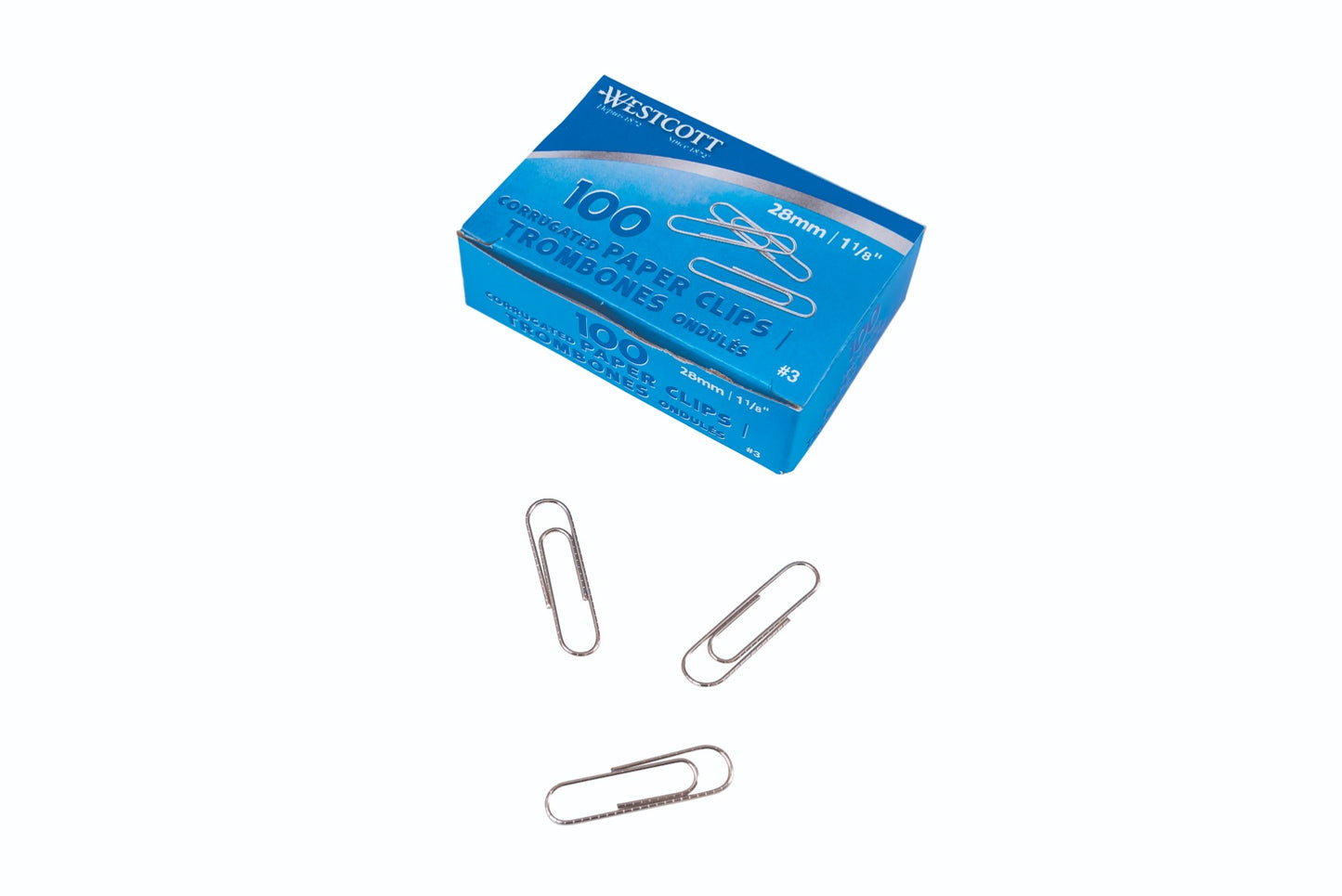 Westcott® 1-1/8" (28mm) Corrugated Paper Clips, 100/box