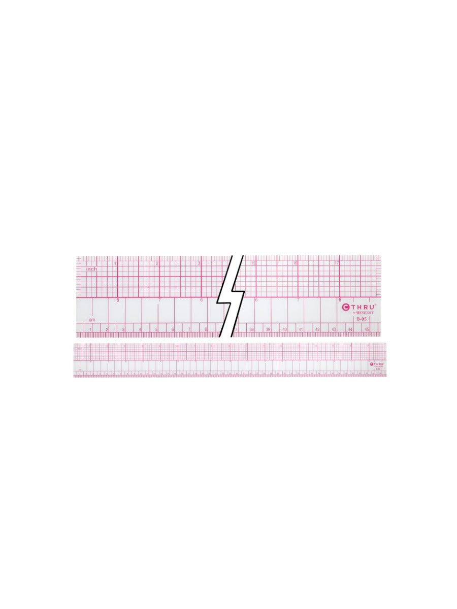 C-THRU 45cm/18" Inch/Metric Beveled Ruler