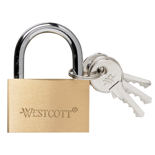 Westcott® 40mm (1 ½") Brass Lock w/ 3 Keys