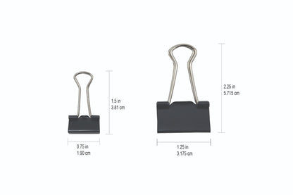 Westcott® Black Fold Back Clips Assorted Sizes, 60/tub